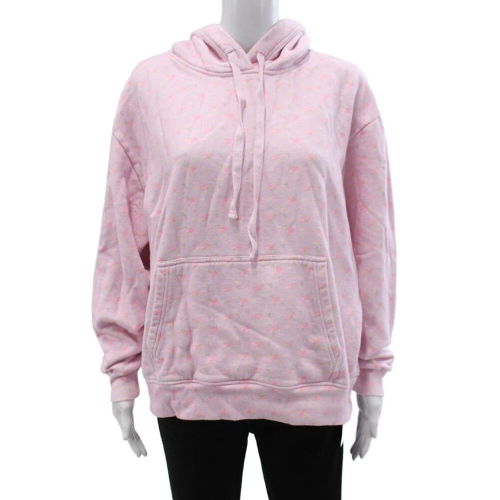 Love Shack Fancy Women Pink Floral Pullover Hoodie Size M